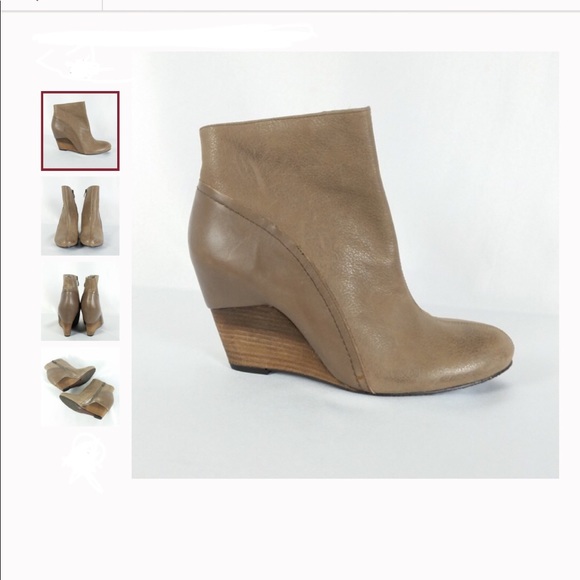 Vince Camilo Taupe Leather Wedge Booties 8.5 - Picture 2 of 2